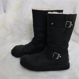 Blk Kensington Moto Style UGG Boots, Silver Buckles, Great condition, Sz. 9